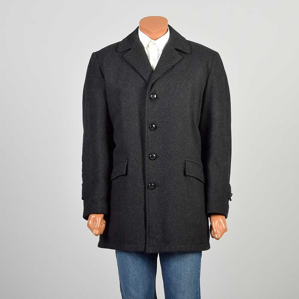 Medium 1960s Charcoal Gray Wool Winter Car Coat H… - image 1