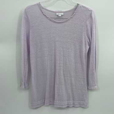 J. JILL Womens Love Linen Shirt Size M Lavender T… - image 1