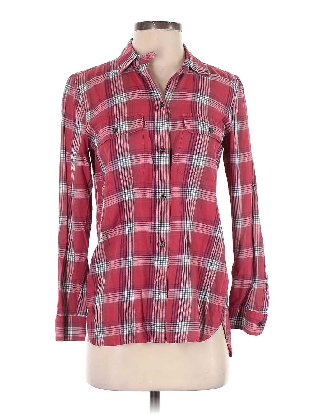 Madewell Women Red Long Sleeve Button-Down Shirt … - image 1