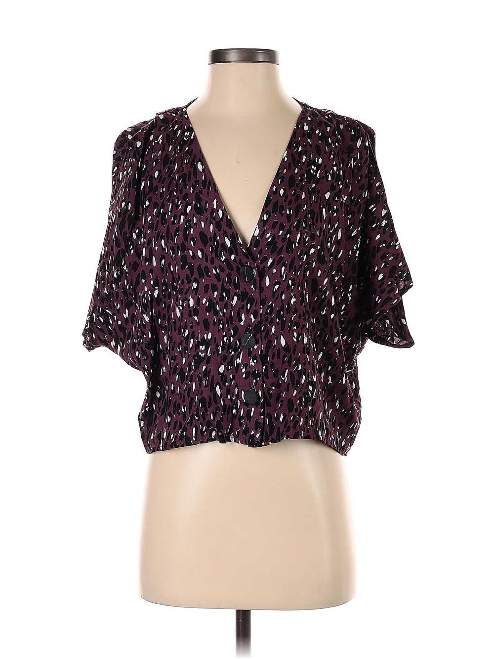 Topshop Women Purple Short Sleeve Blouse 2 - image 1