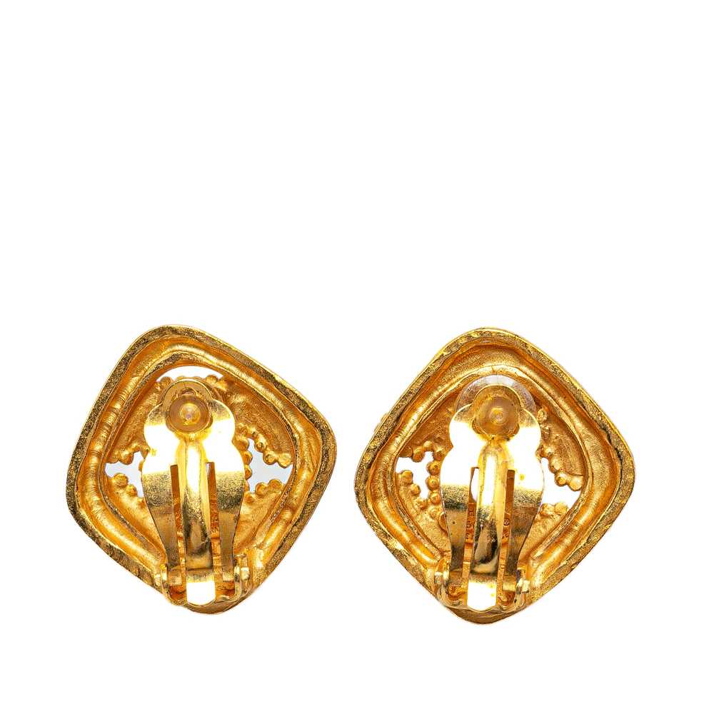 Gold Chanel Gold Plated CC Clip On Earrings - image 2