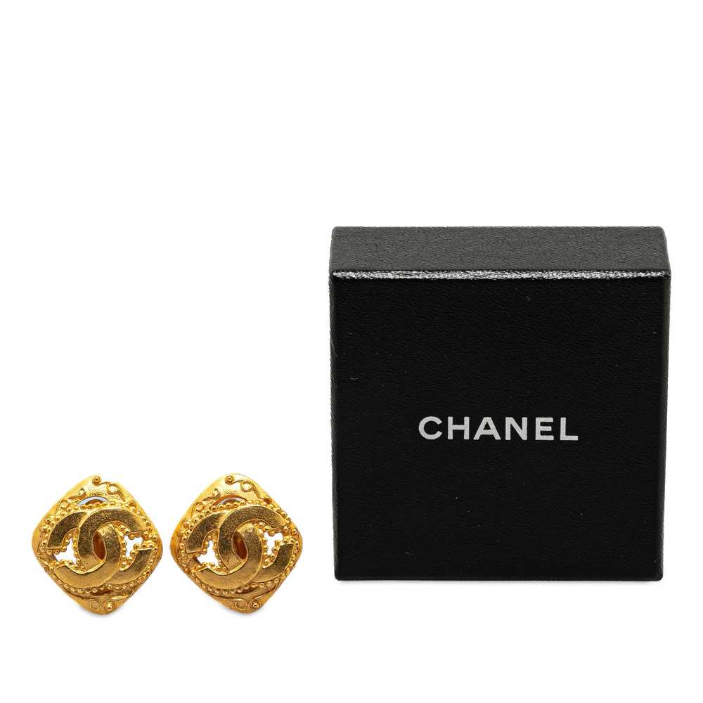 Gold Chanel Gold Plated CC Clip On Earrings - image 4