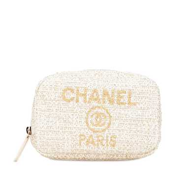 White Chanel Tweed Deauville Cosmetic Pouch - image 1