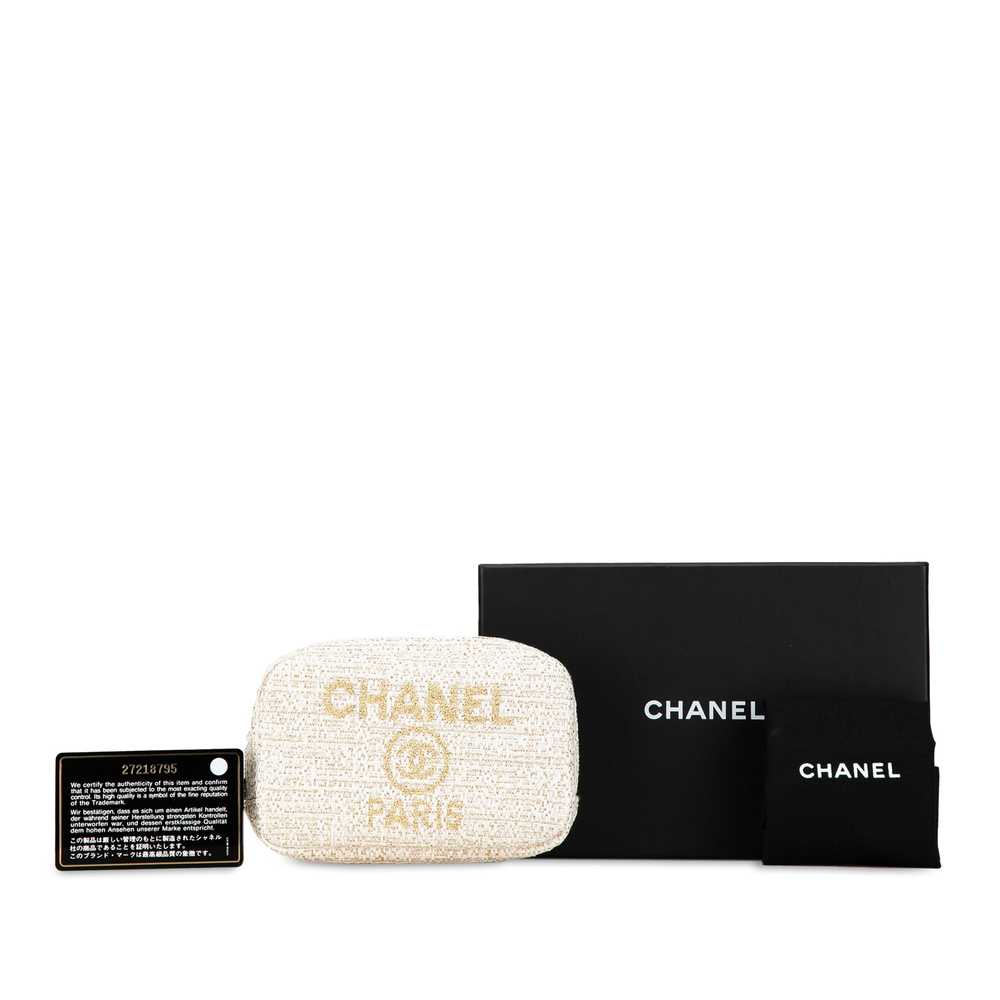 White Chanel Tweed Deauville Cosmetic Pouch - image 7