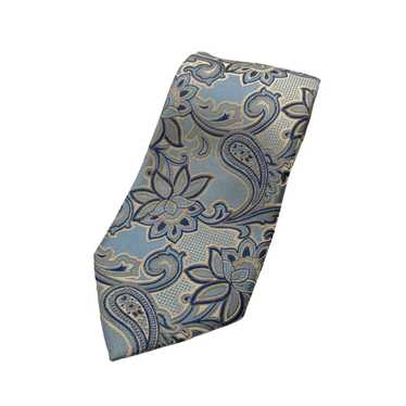 Croft and Barrow Blue Silver Paisley Silk Tie 59 … - image 1