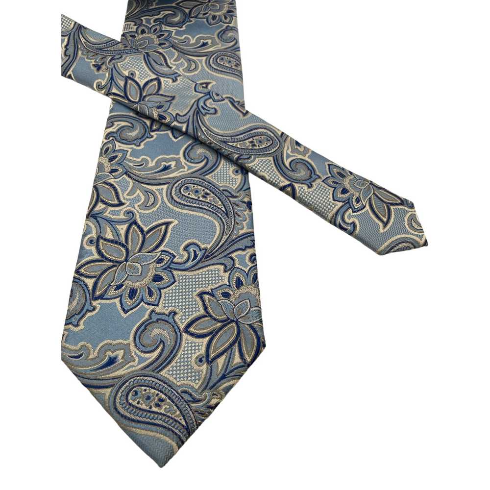 Croft and Barrow Blue Silver Paisley Silk Tie 59 … - image 3