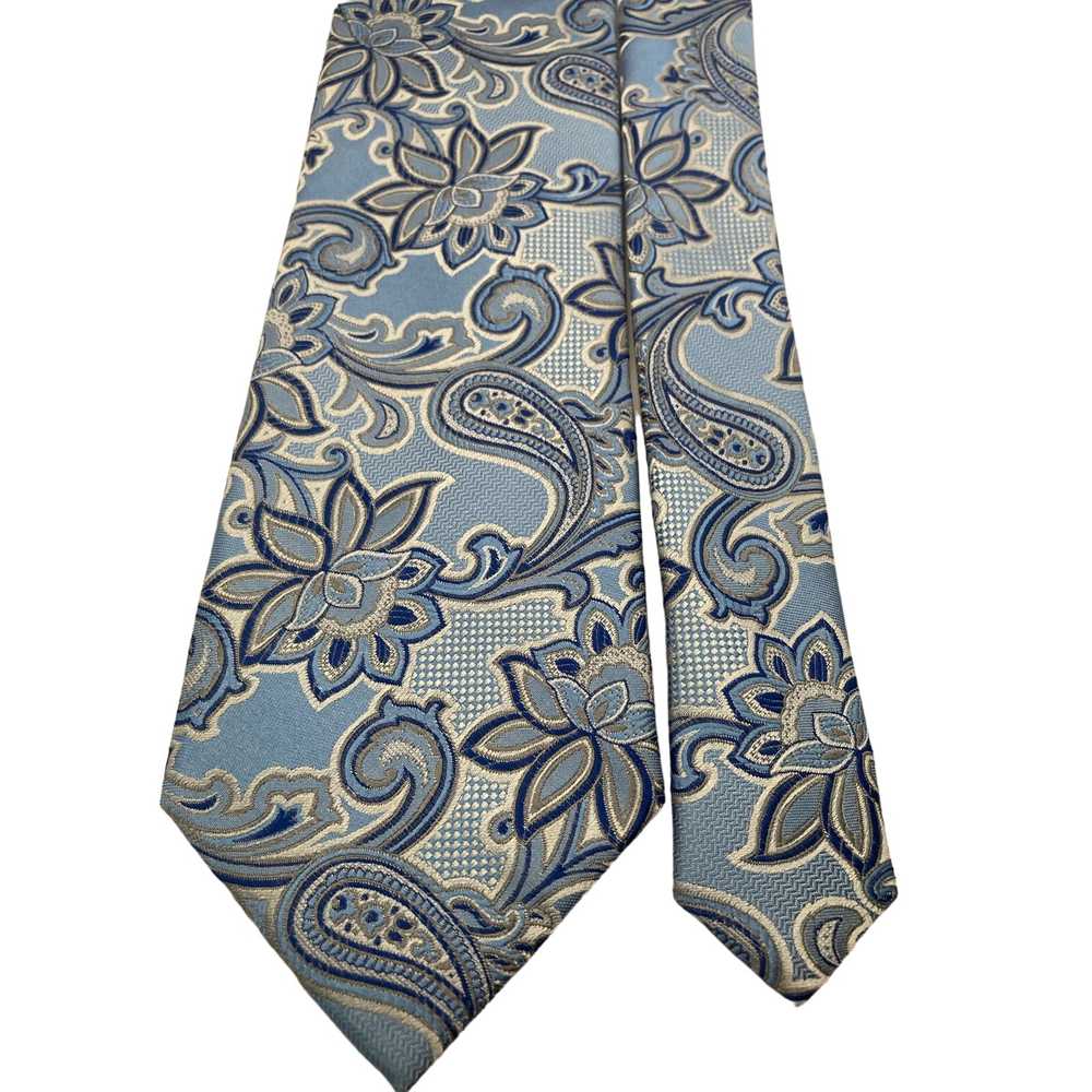 Croft and Barrow Blue Silver Paisley Silk Tie 59 … - image 4