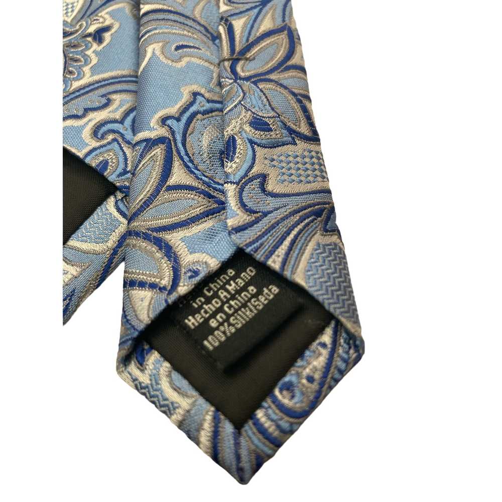 Croft and Barrow Blue Silver Paisley Silk Tie 59 … - image 6