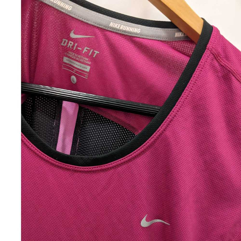 Nike Running Dri-Fit Shirt Short Sleeve Pink Mesh - image 3