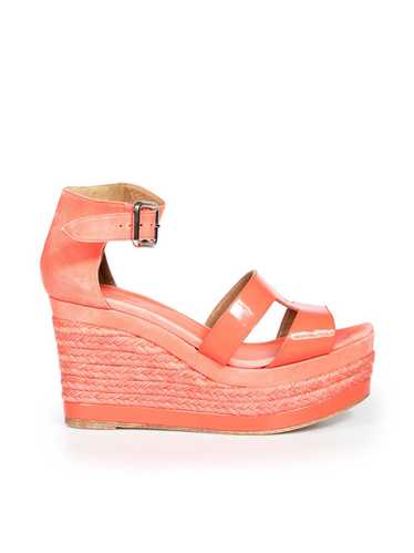 Hermes Red Leather Elda Espadrille Wedge Sandals