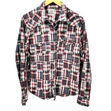 Lucky Brand Shirt Mens Large Pearl Snap Plaid Gra… - image 1