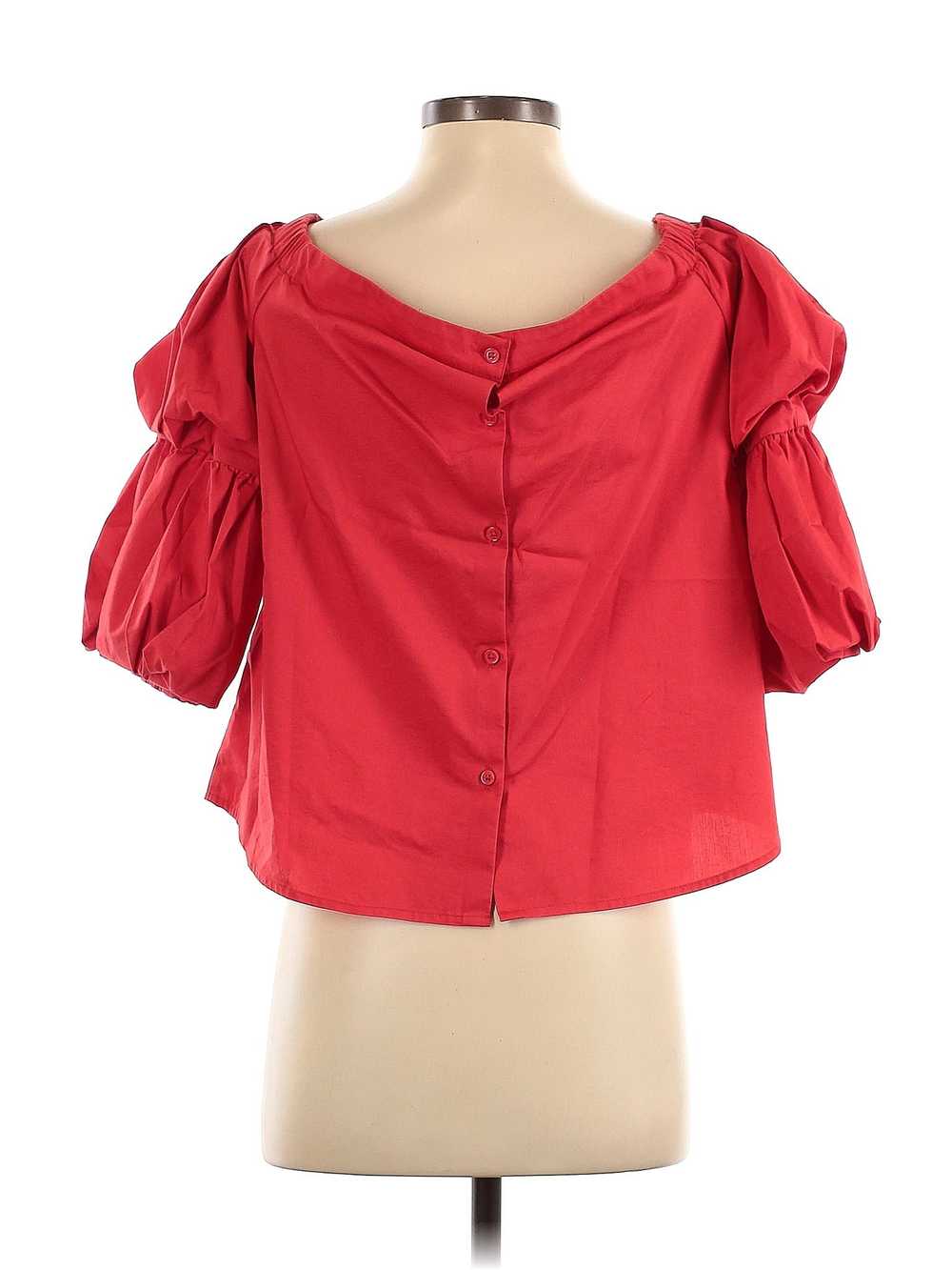 Banana Republic Women Red Short Sleeve Blouse S - image 2