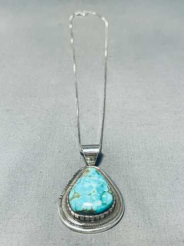 BRILLIANT NAVAJO SIGNED 8 TURQUOISE TEARDROP STER… - image 1