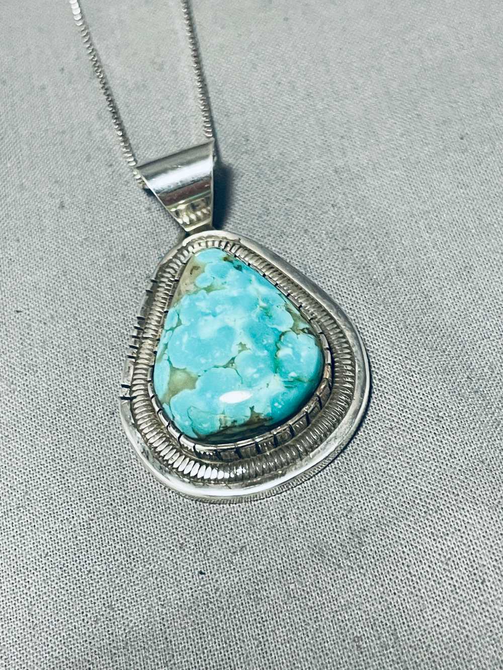 BRILLIANT NAVAJO SIGNED 8 TURQUOISE TEARDROP STER… - image 3