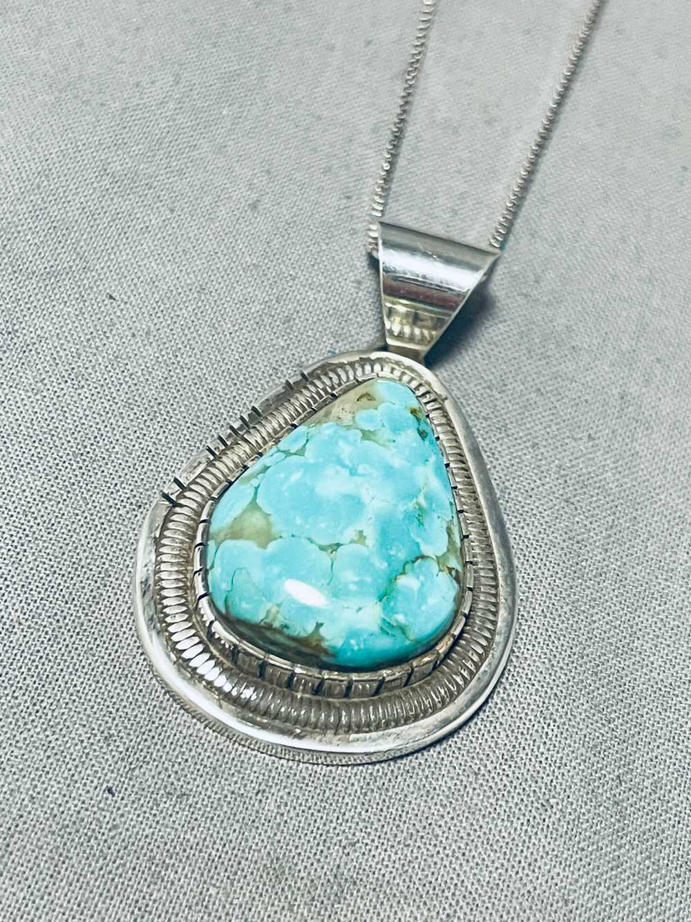 BRILLIANT NAVAJO SIGNED 8 TURQUOISE TEARDROP STER… - image 4