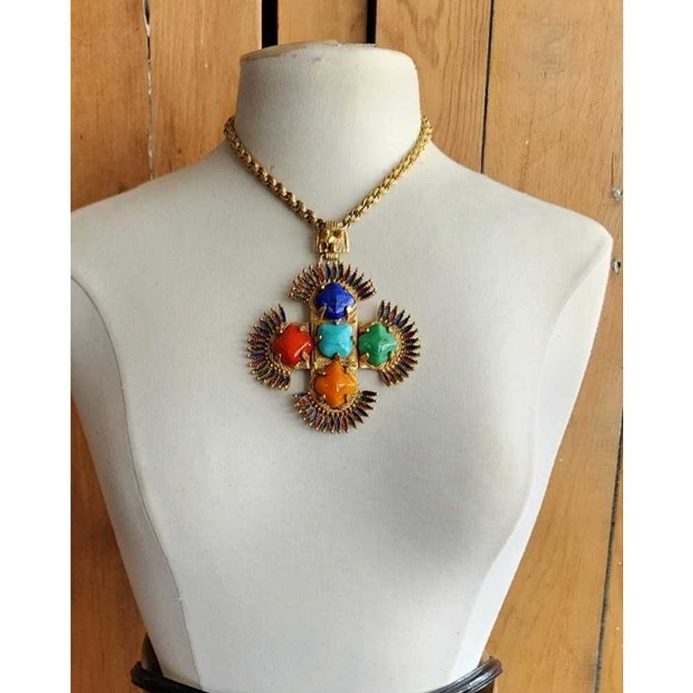 70s Pendant Necklace Larry Vrba Castlecliff Aztec… - image 11