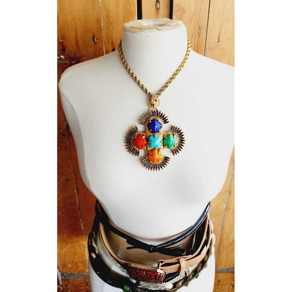 70s Pendant Necklace Larry Vrba Castlecliff Aztec… - image 12