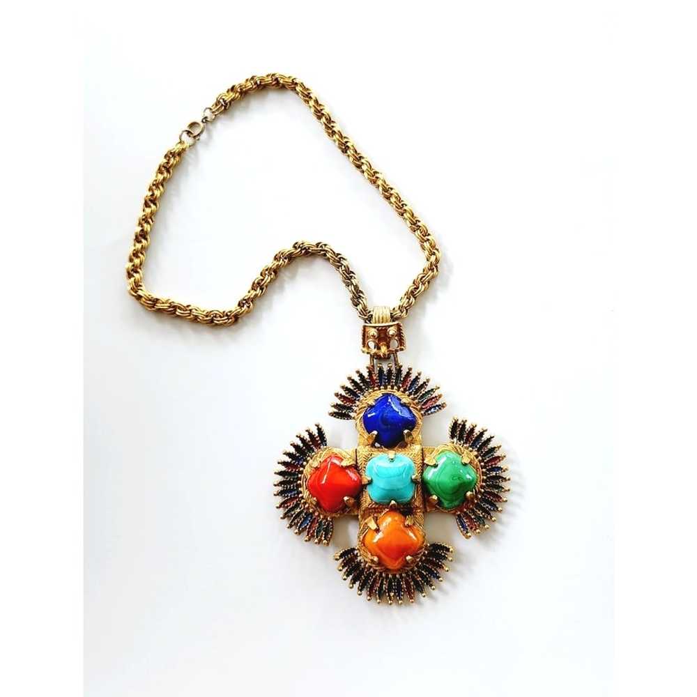 70s Pendant Necklace Larry Vrba Castlecliff Aztec… - image 2