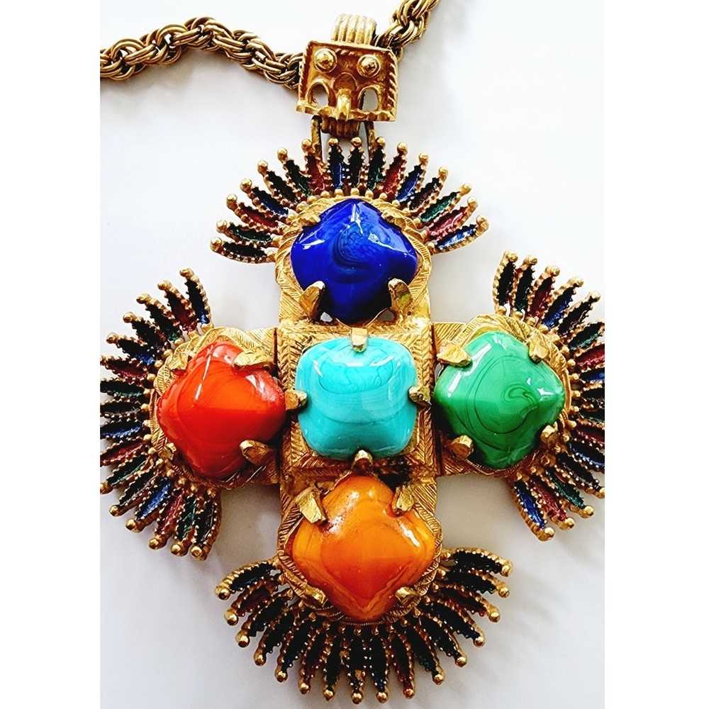 70s Pendant Necklace Larry Vrba Castlecliff Aztec… - image 4