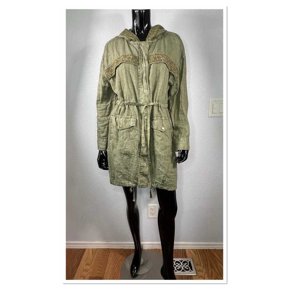 Sundance 100% Linen Eyelet Grace Hooded Jacket Zi… - image 3