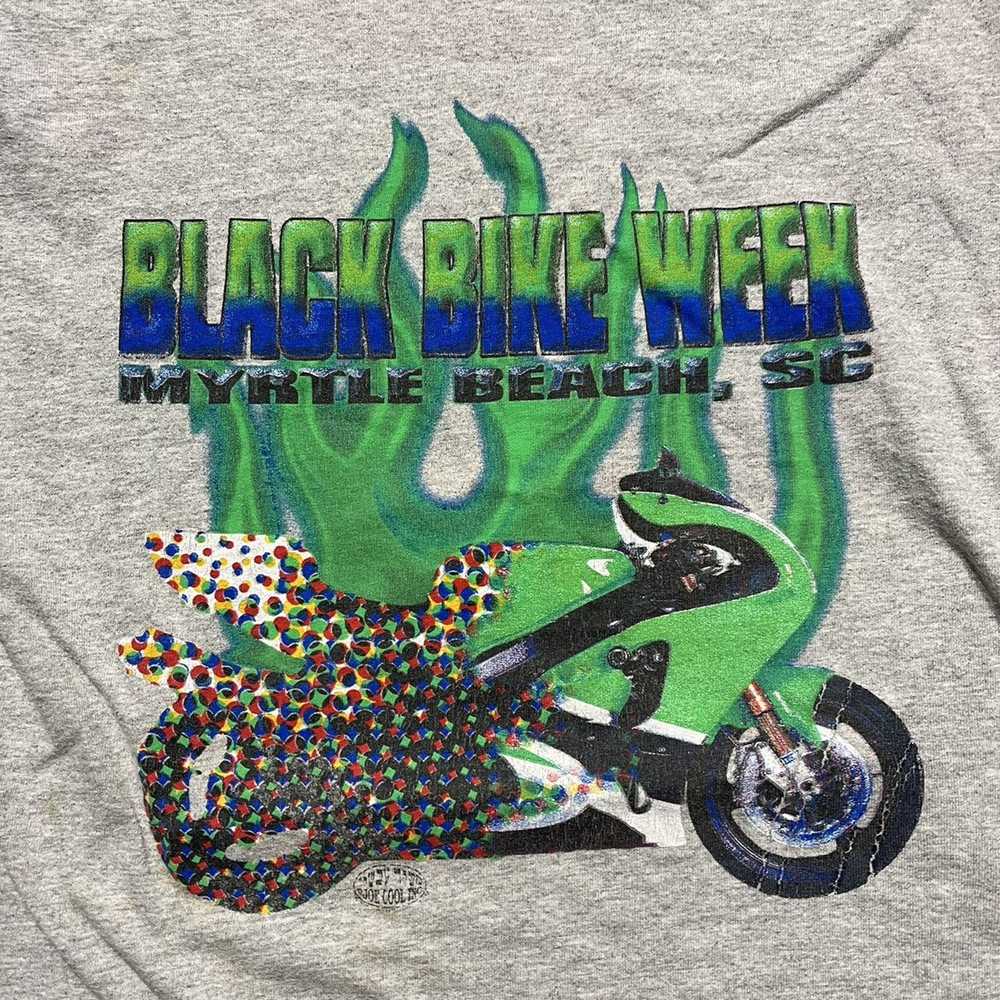 Vintage 90s Black Bike Week Myrtle Beach Ringer T… - image 2