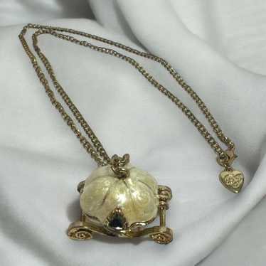 Betsey Johnson Gold Necklace Carriage White Cinder