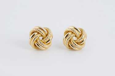 14k Yellow Gold Textured Knot Earrings (2.23g.) - image 1