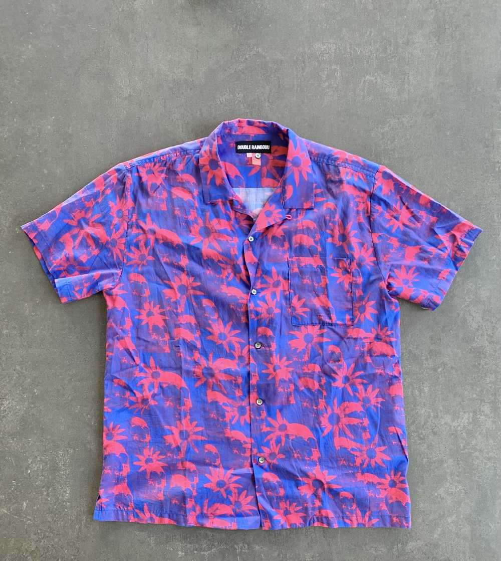 Double Rainbouu Skull Flower Shirt - image 1