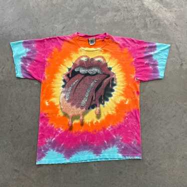 Rolling Stones Liquid Blue Tie Dye Cotton Shirt XL Vintage hot Cut Tag Single Stitch