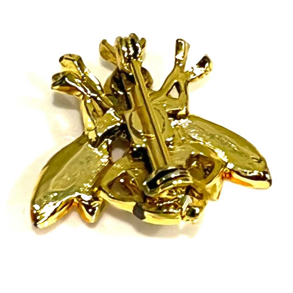 Vintage BEE BROOCH Wasp Pin 1” Jewelry Enameled G… - image 3