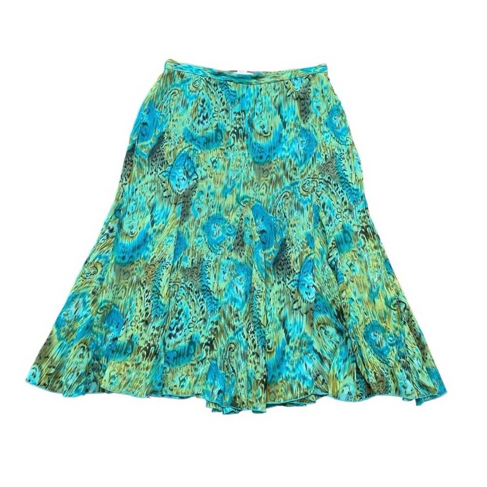 Coldwater Creek Plus Size Midi Skirt, Teal/Green … - image 1