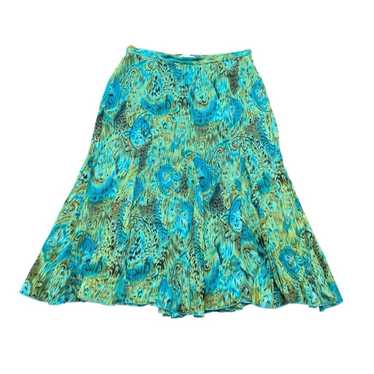 Coldwater Creek Plus Size Midi Skirt, Teal/Green … - image 1