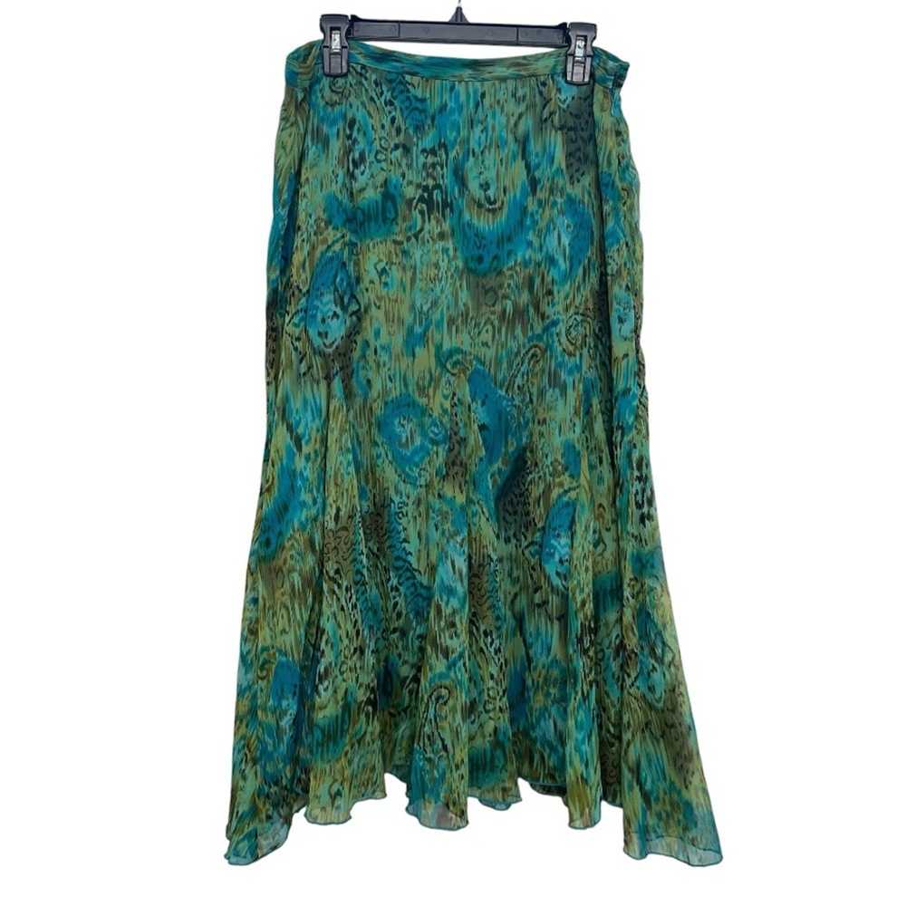 Coldwater Creek Plus Size Midi Skirt, Teal/Green … - image 2