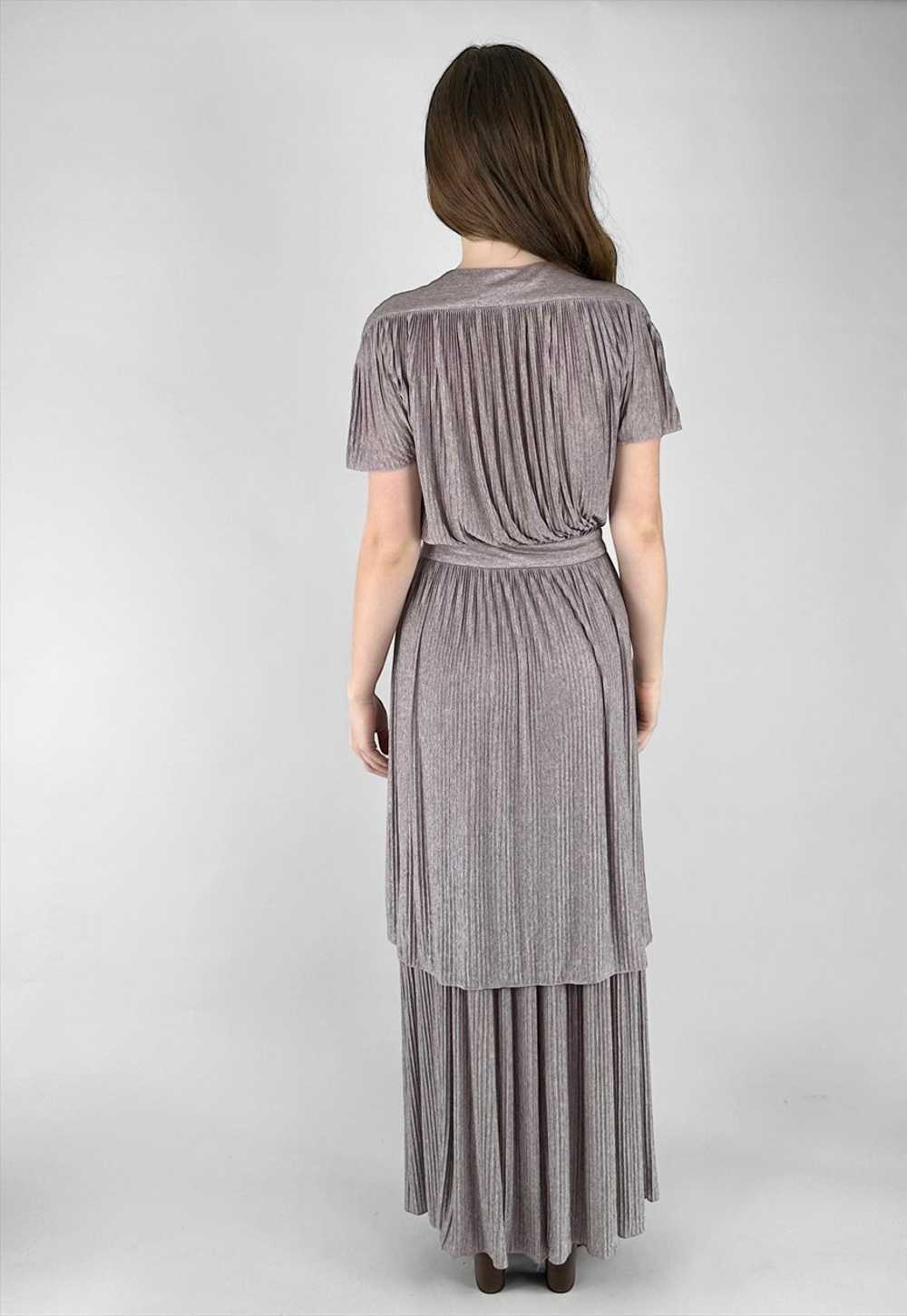 70's Vintage Simon Ellis Lilac Dress Tiered Pleat… - image 3