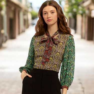 Alice + Olivia Sheila Paisley Long Sleeve Blouse … - image 1