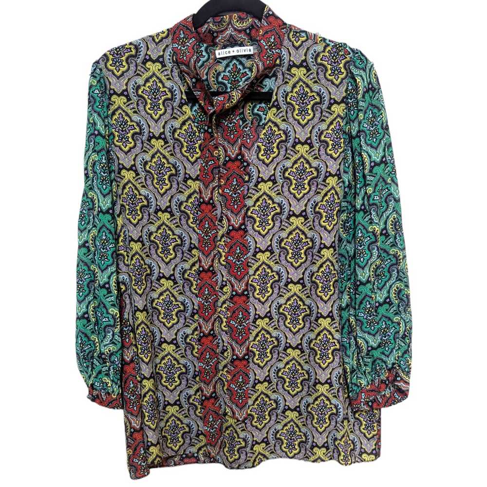 Alice + Olivia Sheila Paisley Long Sleeve Blouse … - image 3