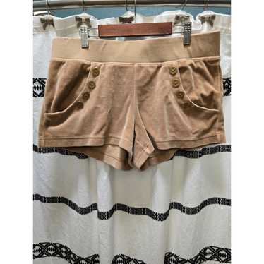 Vintage Y2K Juicy Couture tan velour shorts butto… - image 1