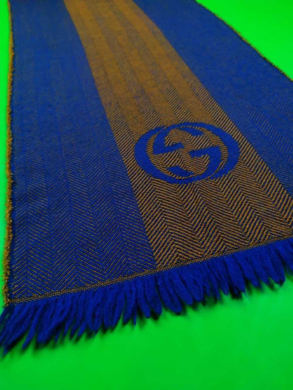 Gucci GUCCI GG Logo 100% Wool Scarf Made in Italy… - image 4