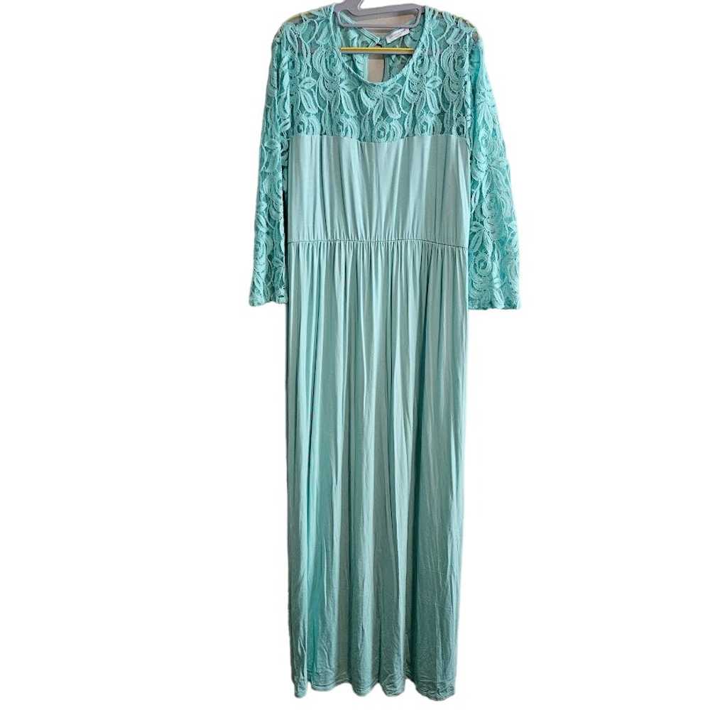 3XL Chic Soul 3/4 length sleeve maxi dress sea fo… - image 1