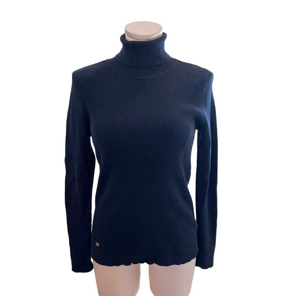 Lauren Ralph Lauren Navy Ribbed Turtleneck Sweate… - image 1