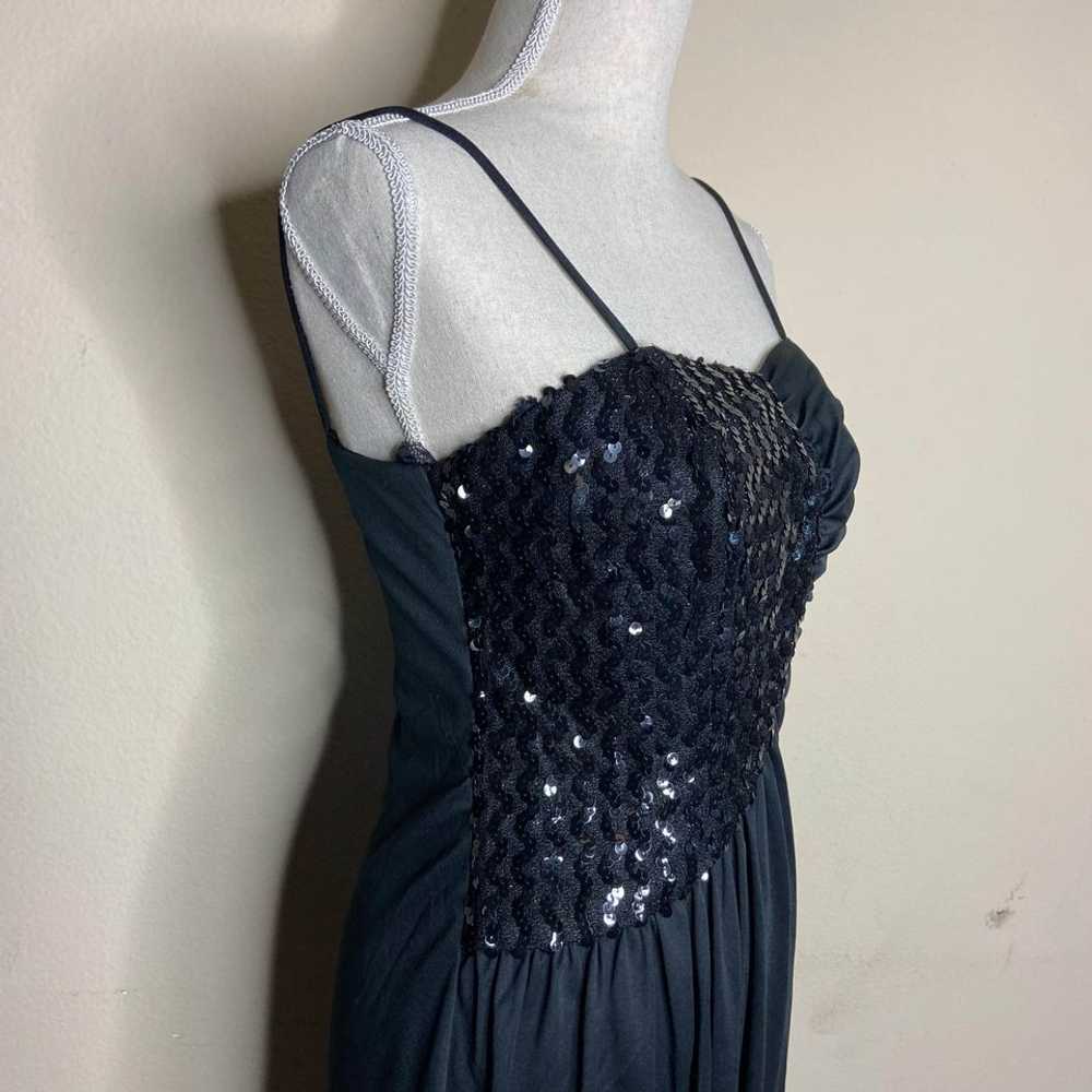 Vintage Womens Black Sequin Sleeveless Dress - image 3