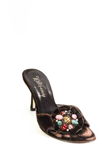 Wills Fancy Womens Velvet Beaded Flower Accent Sli