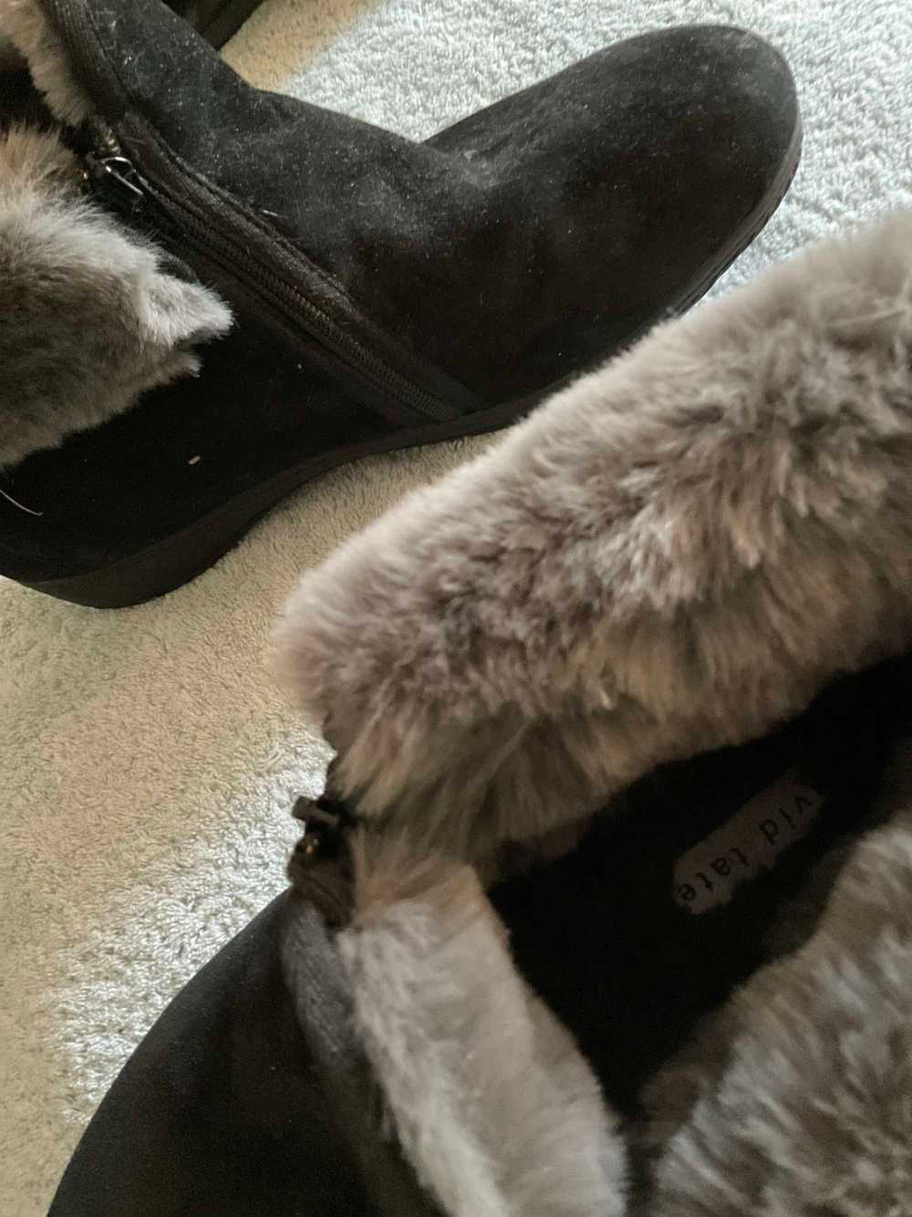 Tall Size Black furry boots - image 2