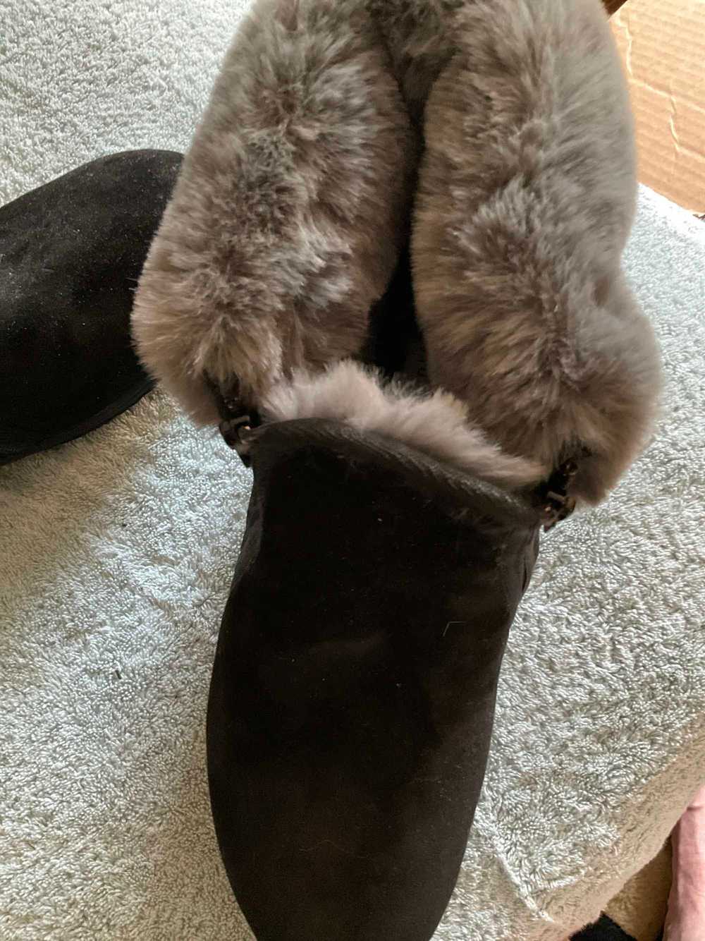 Tall Size Black furry boots - image 4