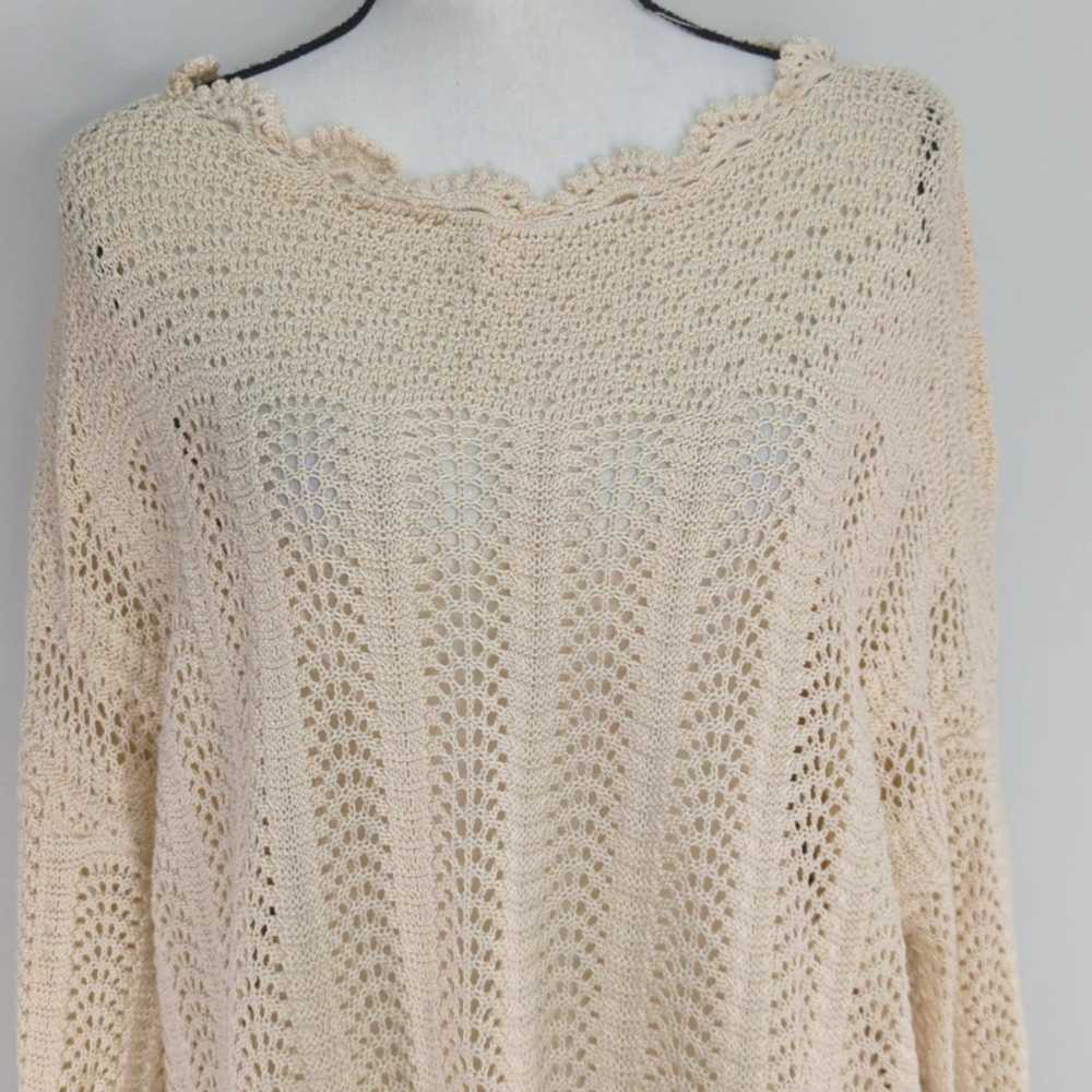 Paige Womens Kuzuyu Sweater Cream Beige Crochet XL - image 2