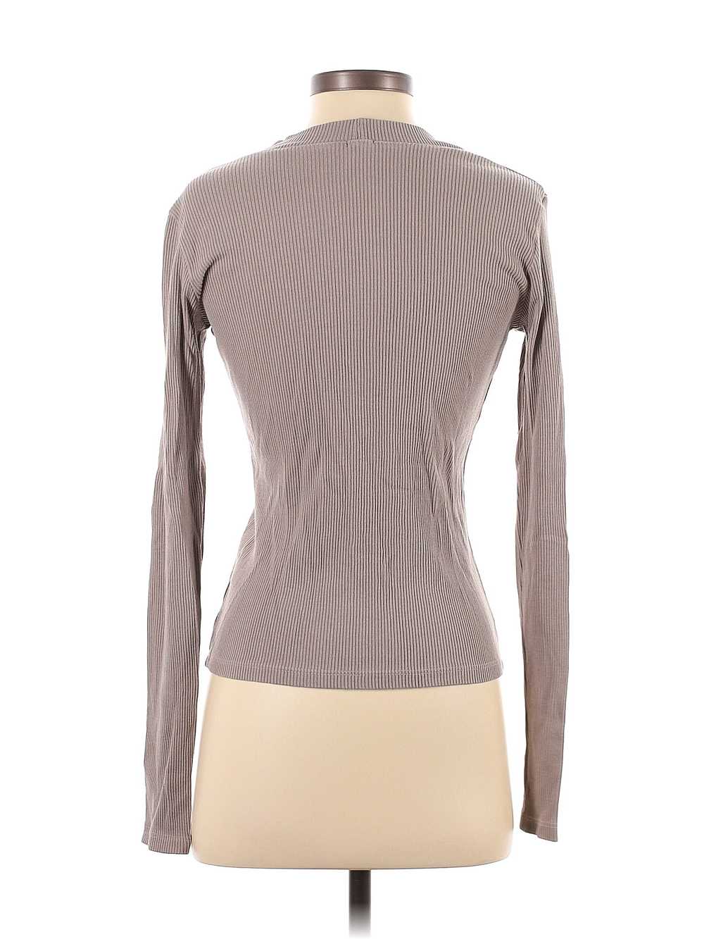 Monrow Women Gray Long Sleeve Henley S - image 2