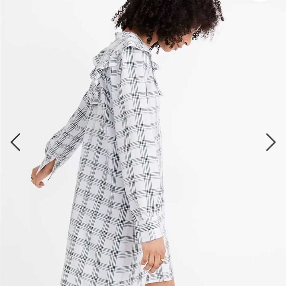 Madewell Plaid Ruffle-Yoke Shirtdress Small - image 11