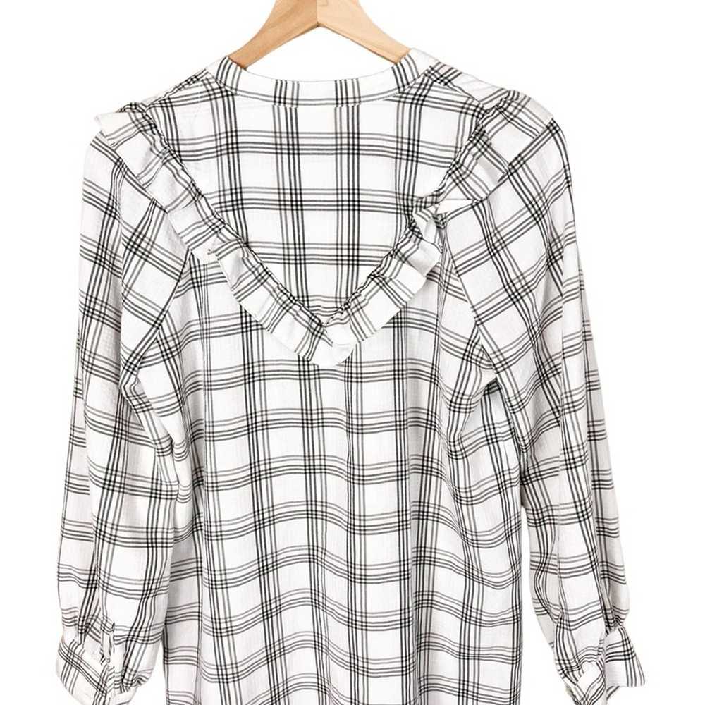 Madewell Plaid Ruffle-Yoke Shirtdress Small - image 8