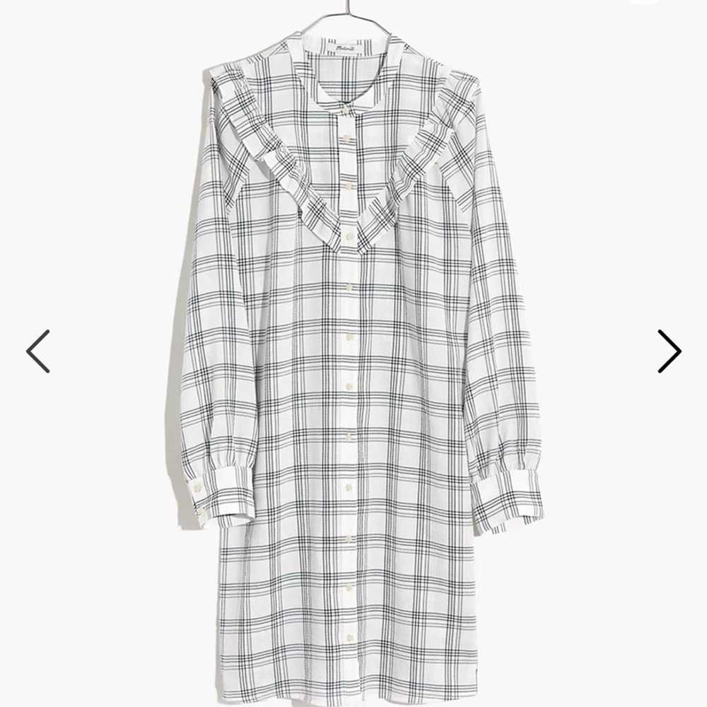 Madewell Plaid Ruffle-Yoke Shirtdress Small - image 9