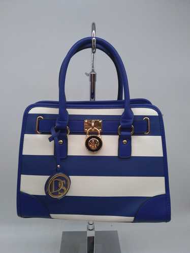 Dasein Blue/ White Striped Vegan Leather Satchel H